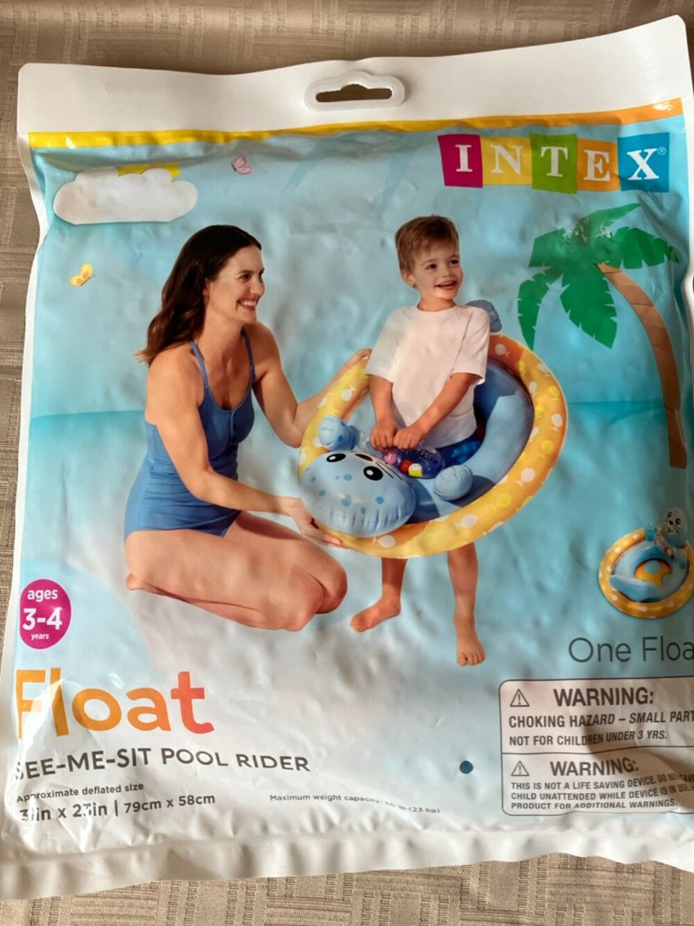 Intex Inflatable See Me Sit Pool Ride Seal Float age 3-4 weight to 50 Lb NEW